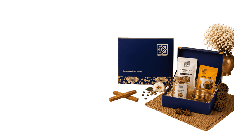 Premium corporate gift hampers with heritage silk, brass diya, dry fruits & chocolates